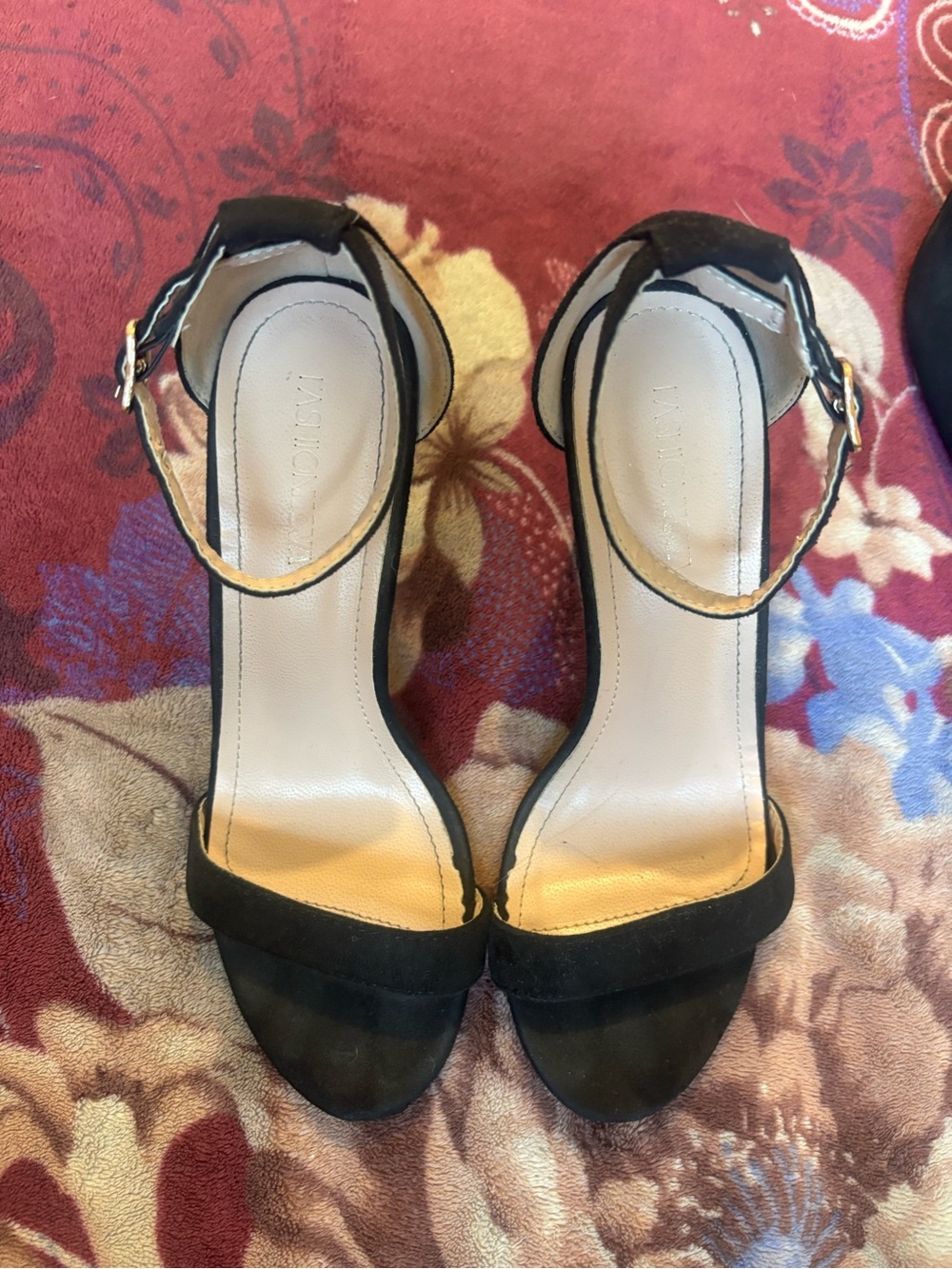 Fashion Nova Black Ankle-Strap Heeled Sandals